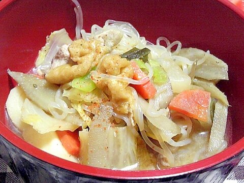 冷蔵庫の残った野菜でトン汁